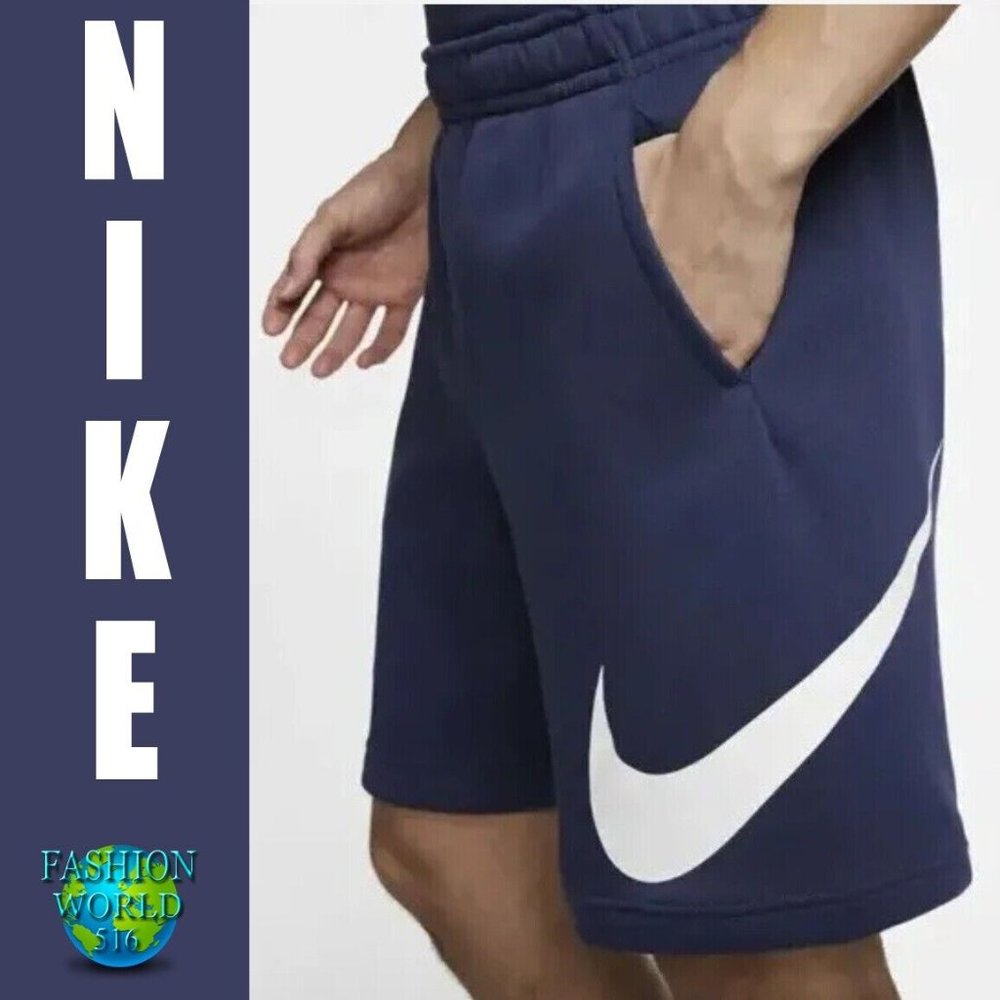 Nike Sportswear Men's Club Graphic Fleece Shorts BV2721-410 Navy Blue NWT